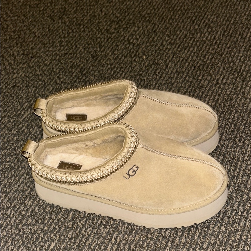UGG Tan Mules with Plush Lining